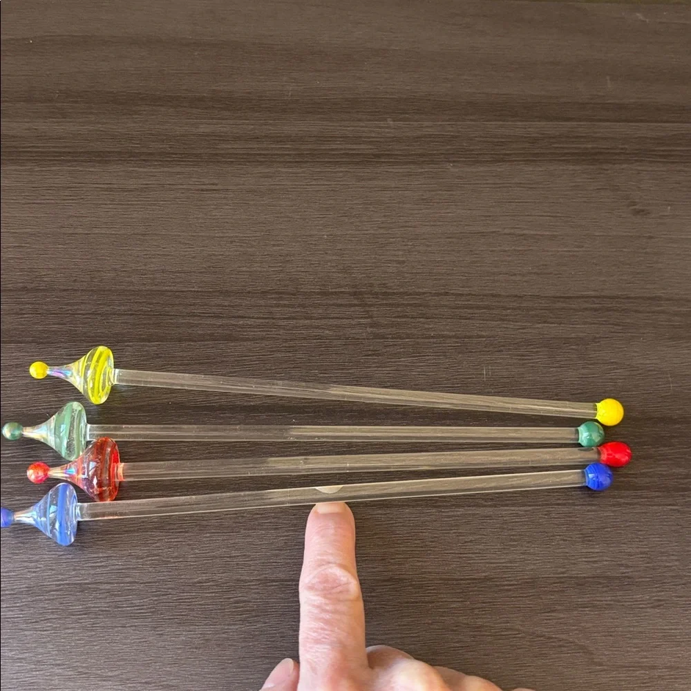 Pier 1‎ Blown Glass Multicolored Swizzle Sticks Set of 4